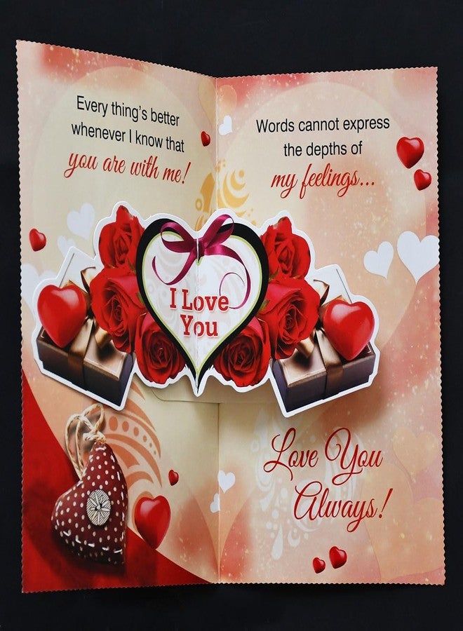 Saugat Traders Gift for Wife - Love Greeting Card, Women Hand Wallet, Golden Red Rose, I Love My Wife Keychain - Birthday - Wedding Anniversary - Valentine Day - Image 3
